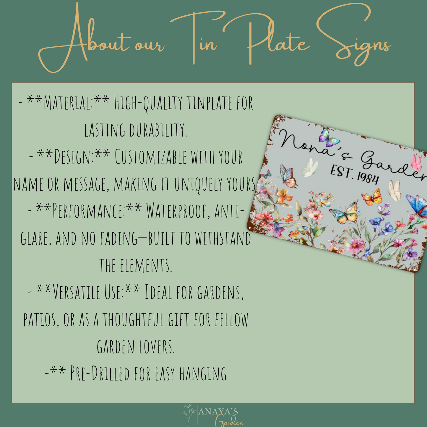 Personalized Metal Garden Sign – Unique Decor for Any Space