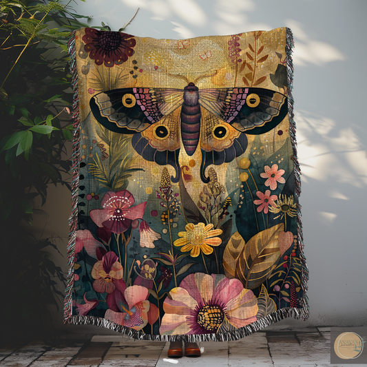 Luna Moth Woven Throw Blanket