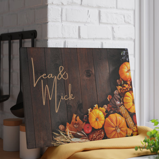 Personalized Fall Glass Cutting Board