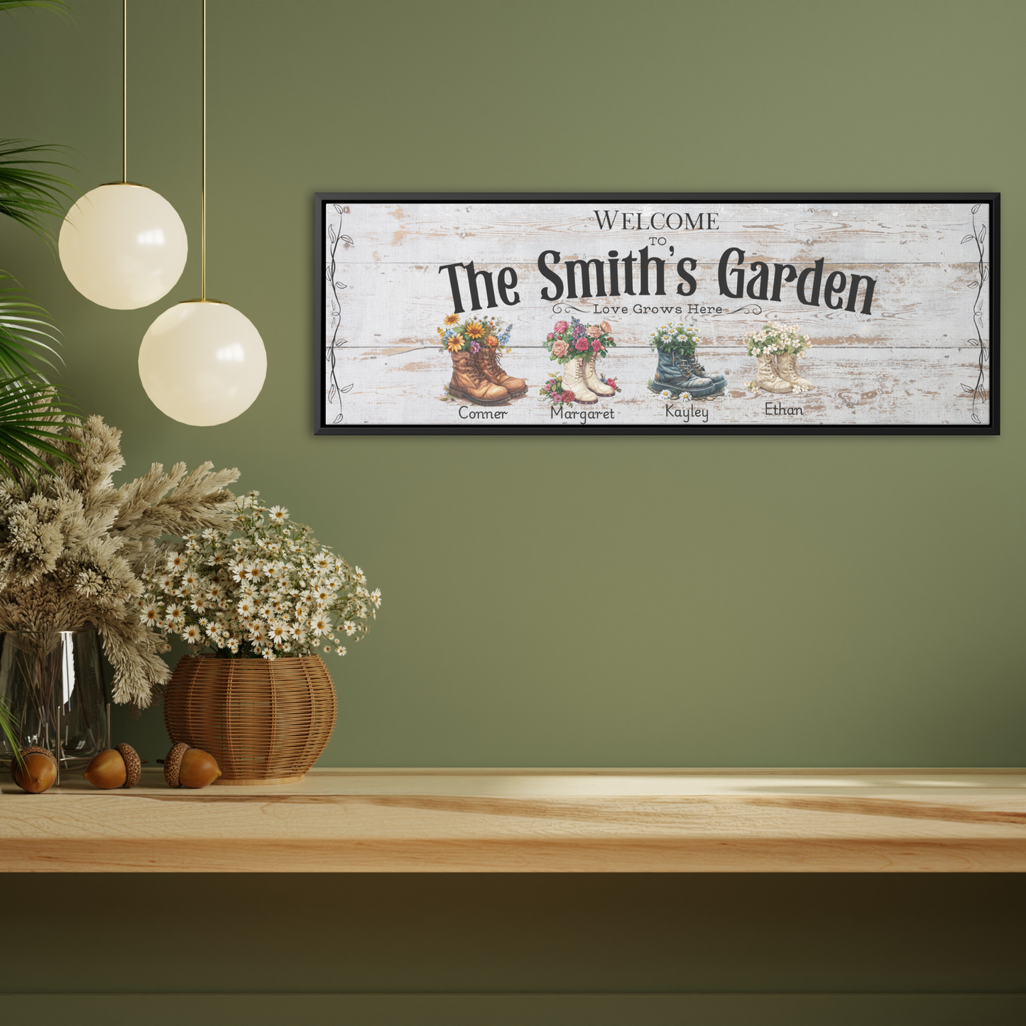 Personalized Garden Family Canvas Sign; Custom Family Wall Art