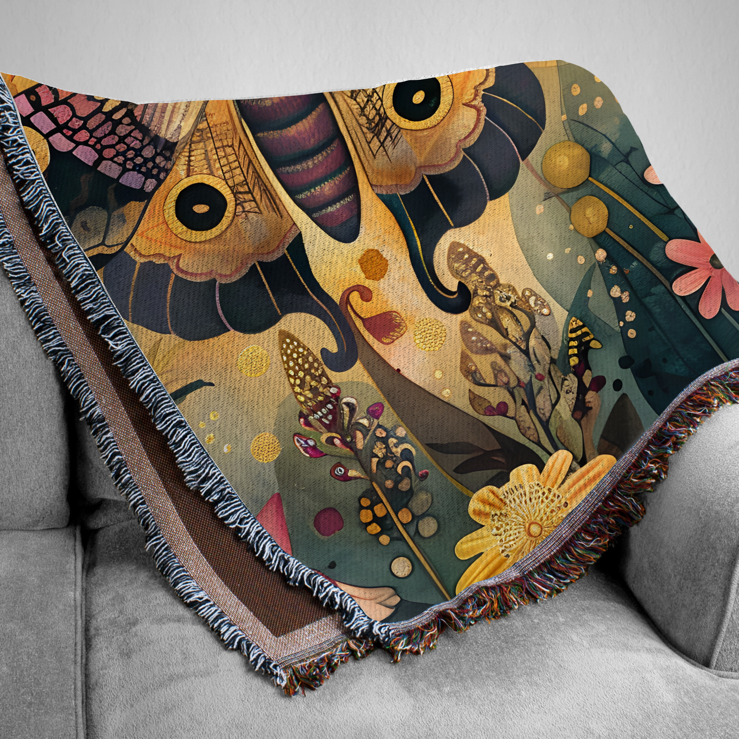 Luna Moth Woven Throw Blanket