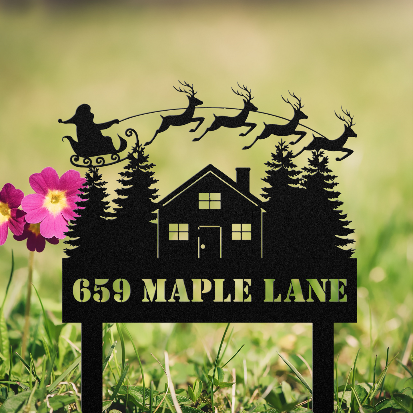Personalized Christmas Address Garden Stake