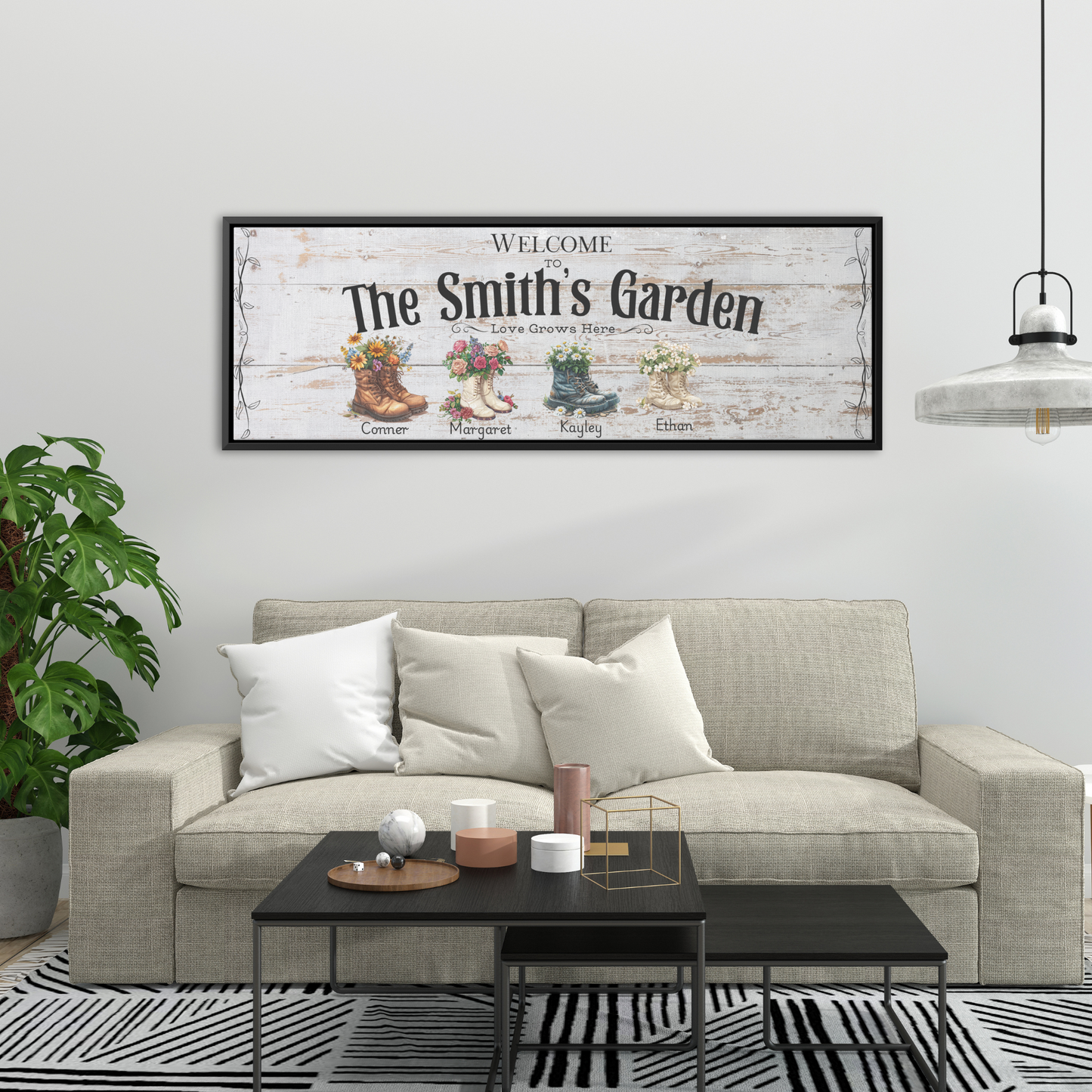 Personalized Garden Family Canvas Sign; Custom Family Wall Art