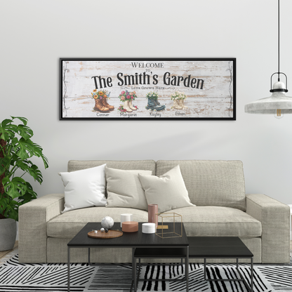 Personalized Garden Family Canvas Sign; Custom Family Wall Art