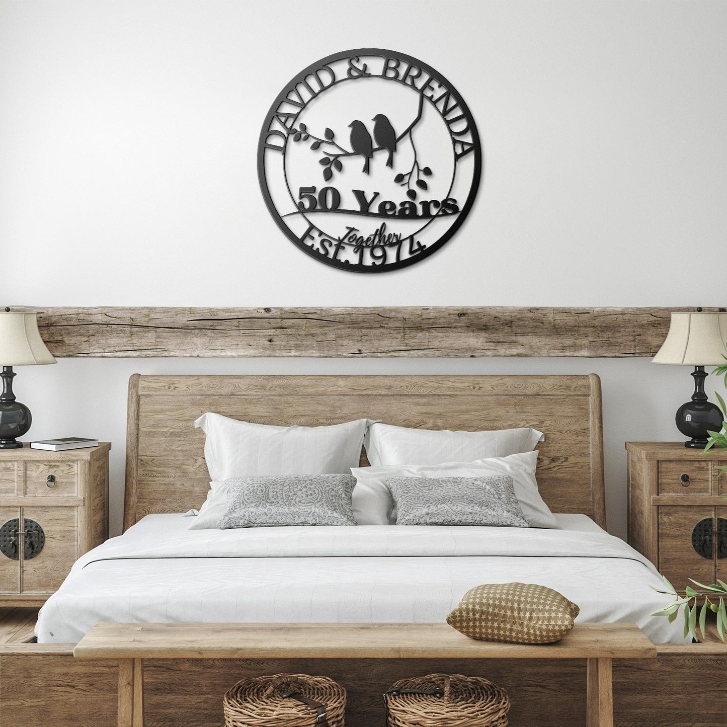 Love Birds 50th Anniversary Metal Sign