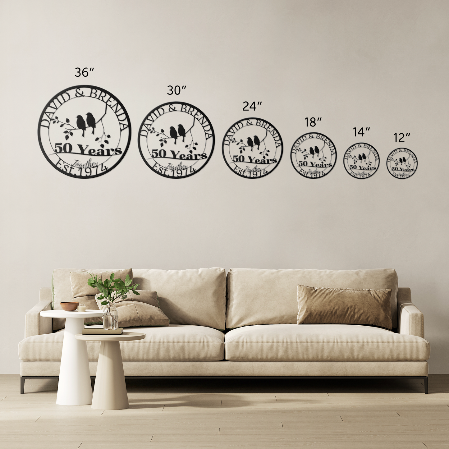 Love Birds 50th Anniversary Metal Sign