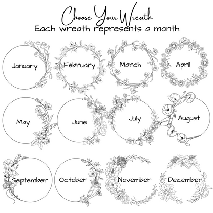 Personalized Anniversary Pillow; Custom Floral Wreath Cushion