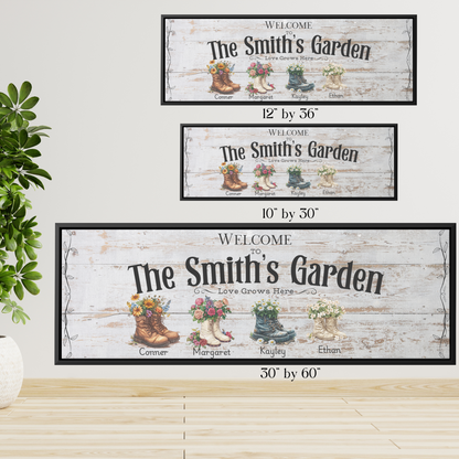 Personalized Garden Family Canvas Sign; Custom Family Wall Art