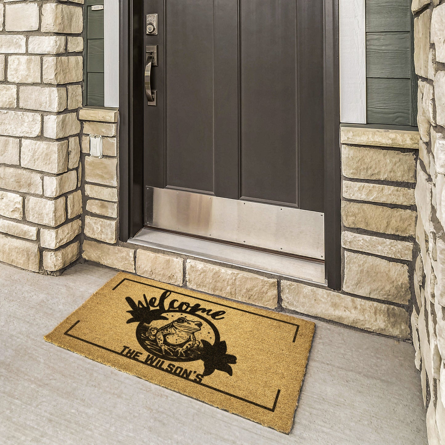 Personalized Frog Welcome Mat