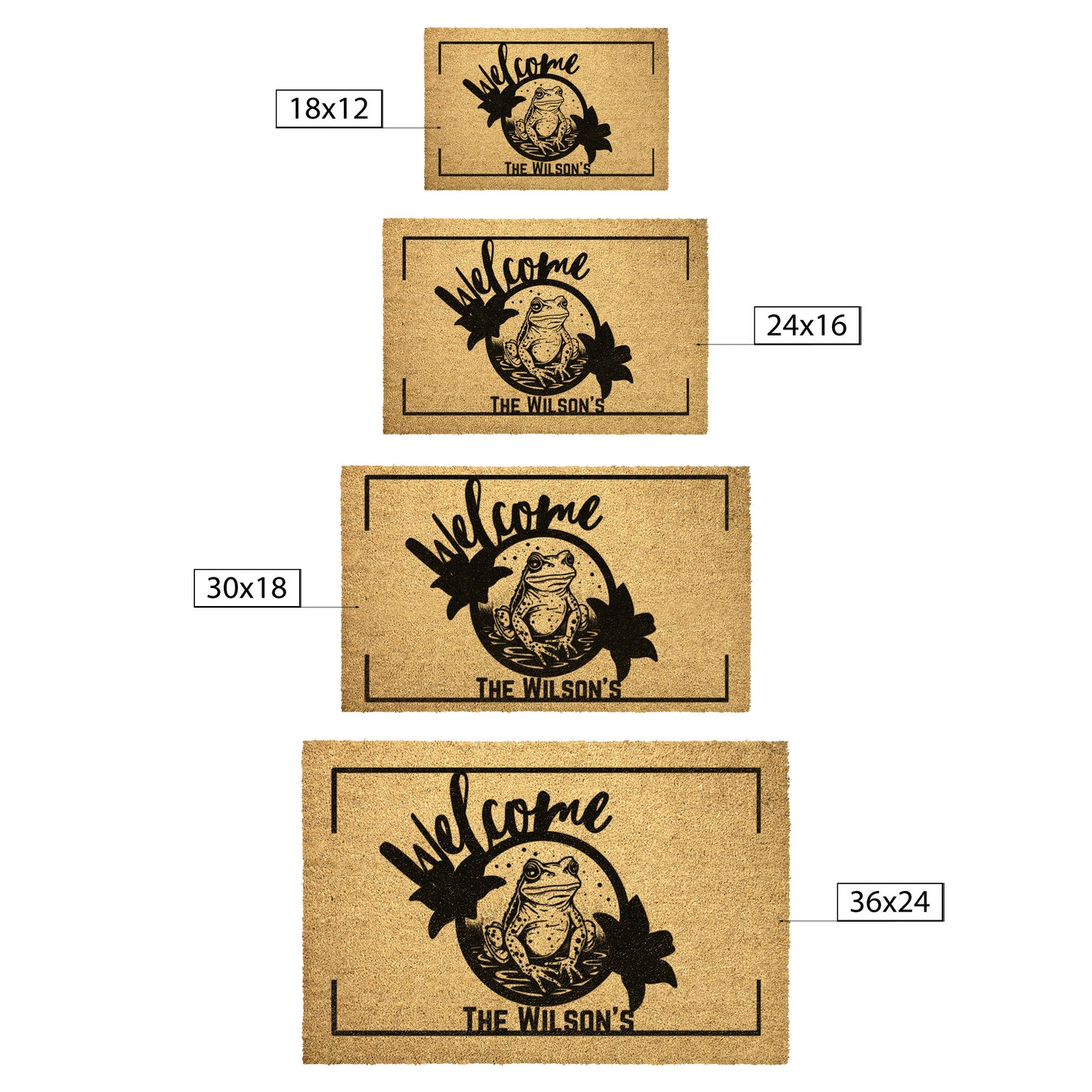 Personalized Frog Welcome Mat