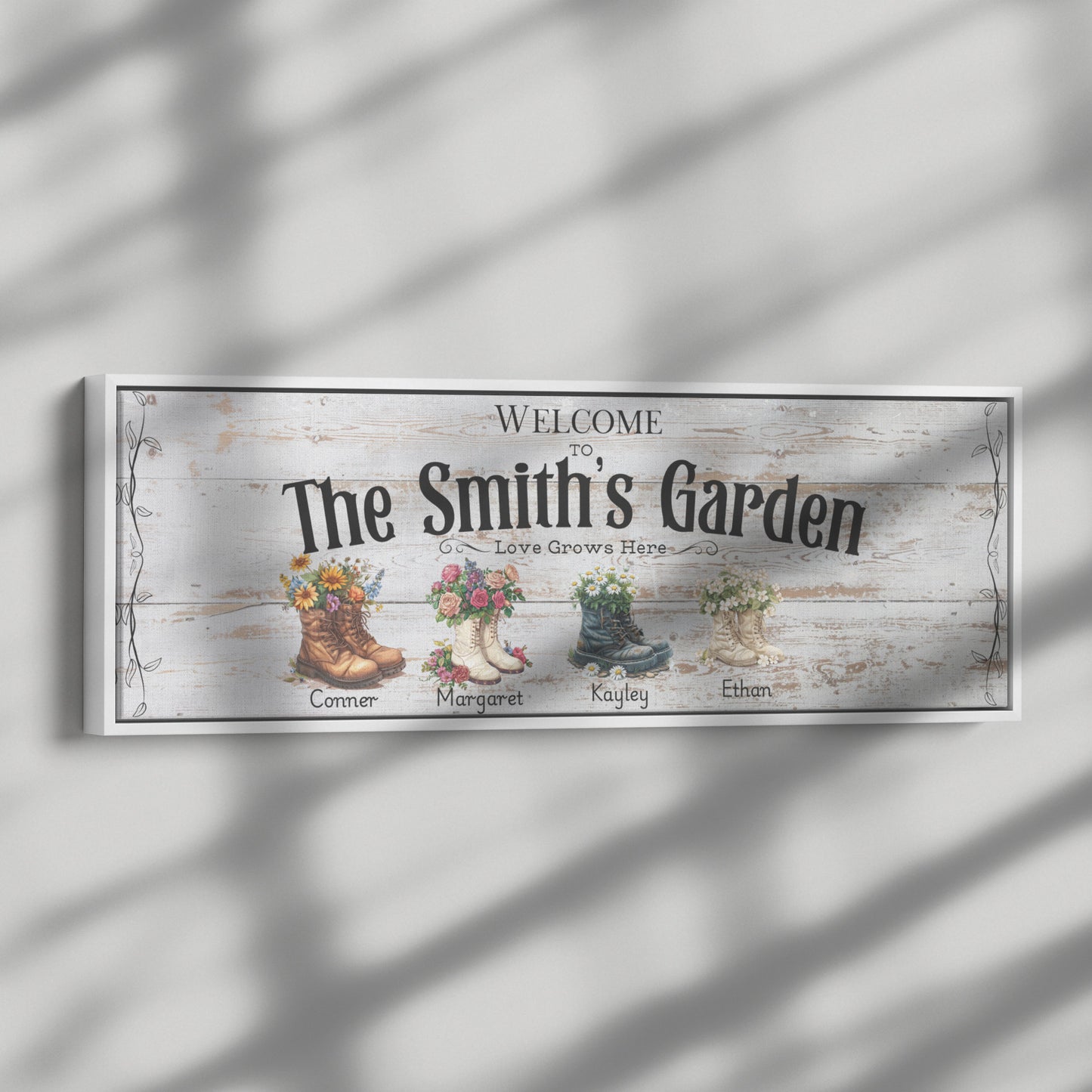 Personalized Garden Family Canvas Sign; Custom Family Wall Art
