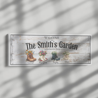 Personalized Garden Family Canvas Sign; Custom Family Wall Art