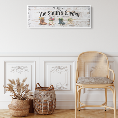 Personalized Garden Family Canvas Sign; Custom Family Wall Art
