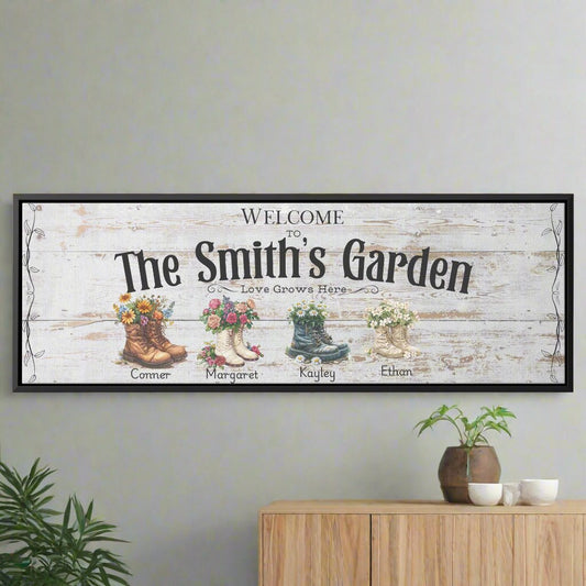 Personalized Garden Family Canvas Sign; Custom Family Wall Art