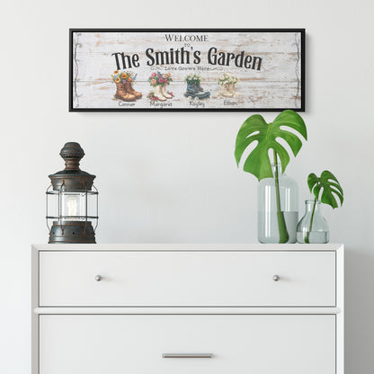 Personalized Garden Family Canvas Sign; Custom Family Wall Art