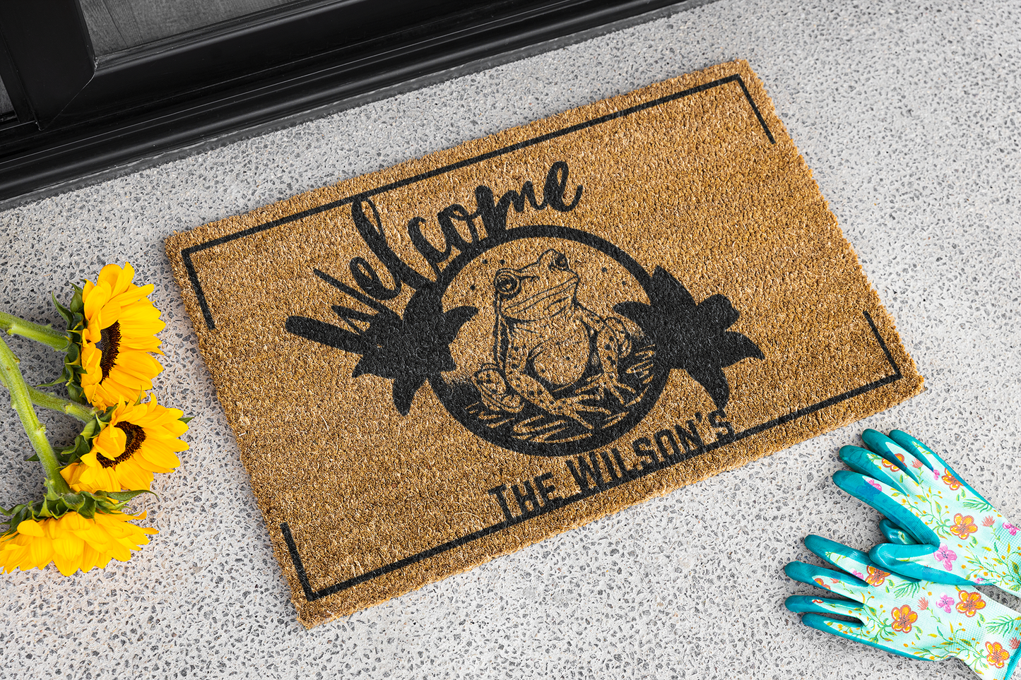 Personalized Frog Welcome Mat