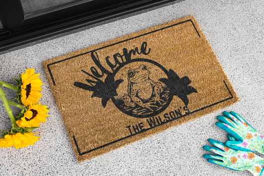 Personalized Frog Welcome Mat