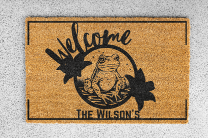 Personalized Frog Welcome Mat