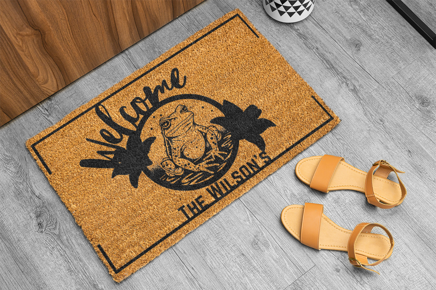 Personalized Frog Welcome Mat